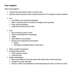 Irrigation Information sheet