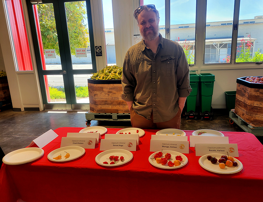 John Story with peppers for tasting